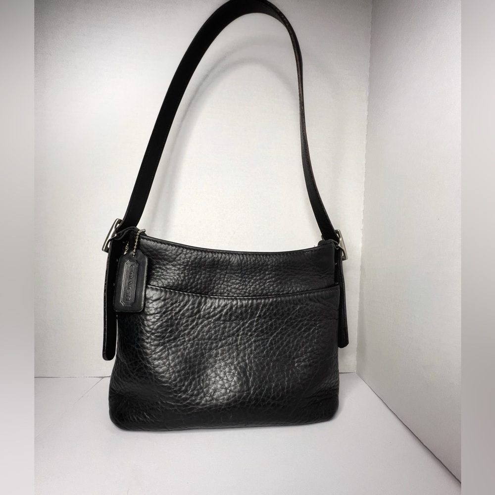 Vintage Coach Hudson Small Shoulder Bag in Black Pebbled Leather